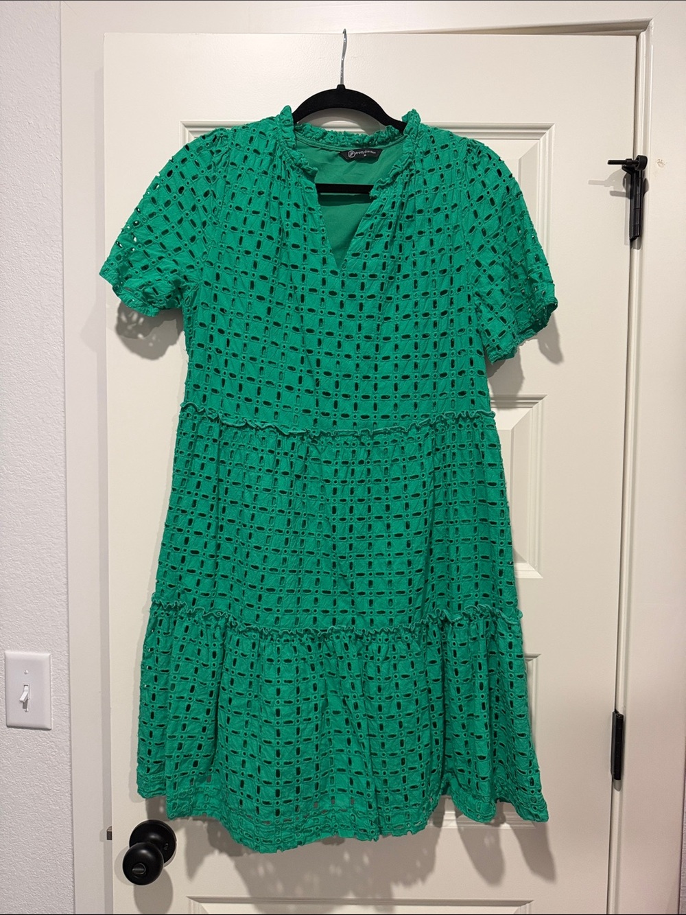 Women's Green Eyelet Midi Dress